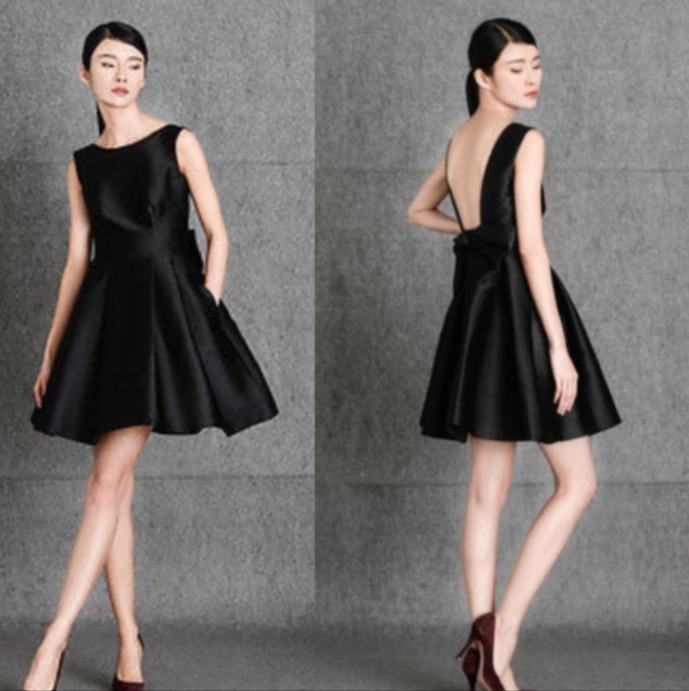 Kate Spade New York Black Tie Low Back Bow Dress - 12